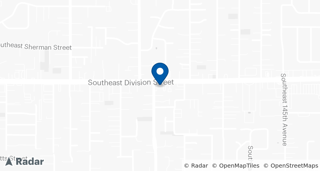 Map of Dairy Queen Location:: 13608 SE Division, Portland, OR, 97236-2840